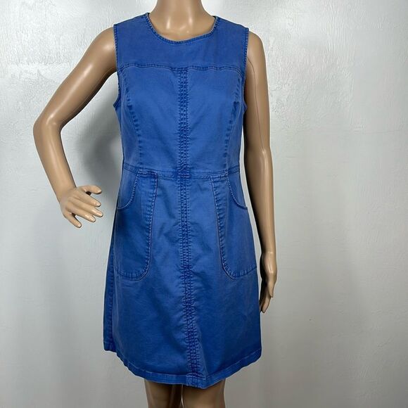 Boden Blue Sleeveless Cotton Blend Crew Neck Knee Length Dress Size 6P - Picture 1 of 9